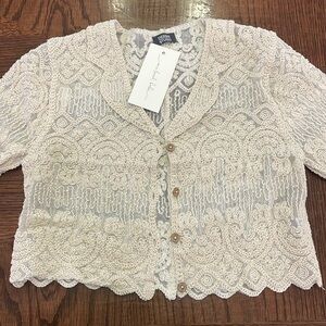 Lacey cream cropped blouse size small